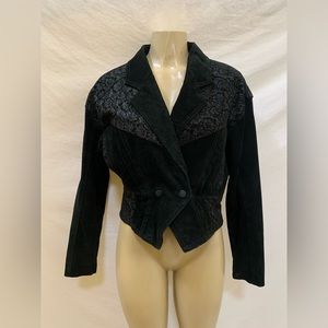 VTG W Leather By Wilson’s Size Large Black Cropped Suede Leather Jacket